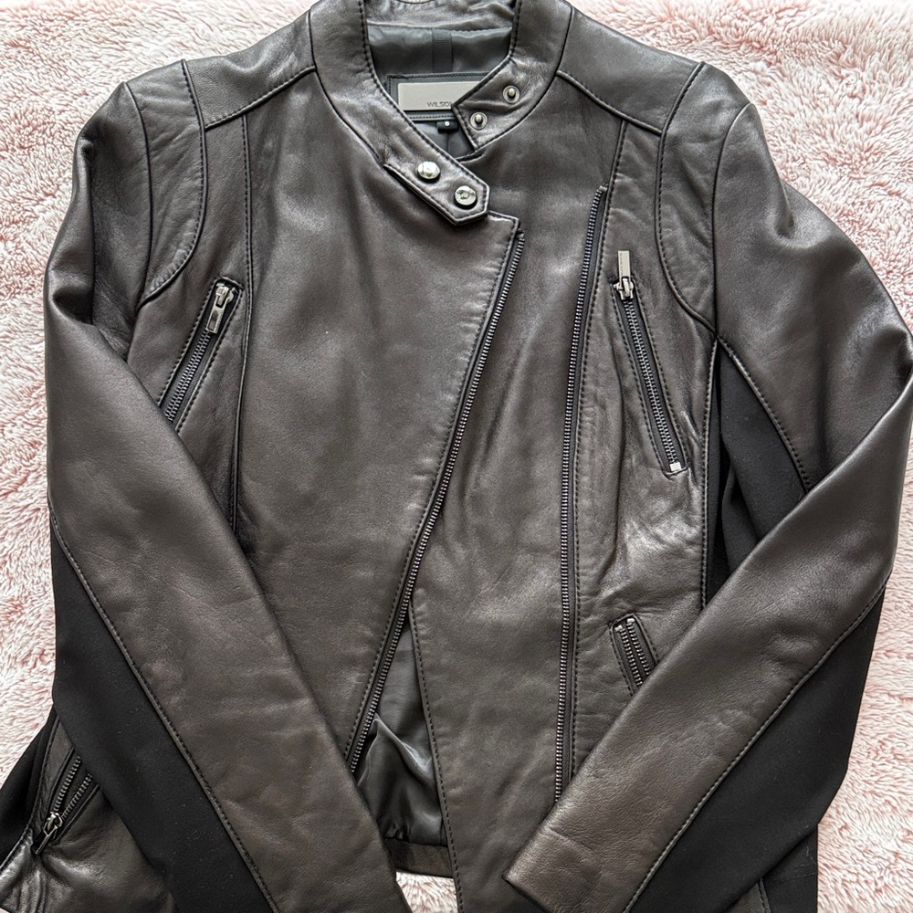 Wilsons Leather Black Moto Jacket